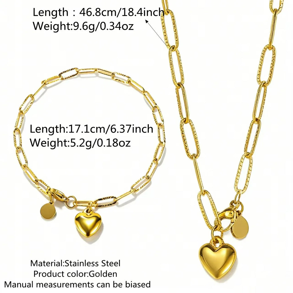 2Pcs/Set Elegant Stainless Steel Love Heart Bracelet For Women Couple Daily Holiday Wear Durable Jewelry Valentine's Day Gift