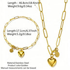 2Pcs/Set Elegant Stainless Steel Love Heart Bracelet For Women Couple Daily Holiday Wear Durable Jewelry Valentine's Day Gift