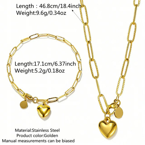 2Pcs/Set Elegant Stainless Steel Love Heart Bracelet For Women Couple Daily Holiday Wear Durable Jewelry Valentine's Day Gift