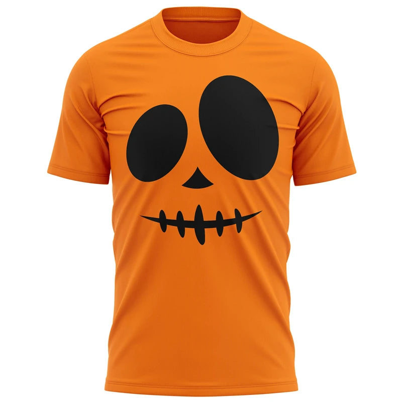 2025 Pumpkin Face T Shirt Men 3D Printing Halloween Short Sleeve Black Orange Tee Shirts Outfit Party Cosplay Costume T-shirt