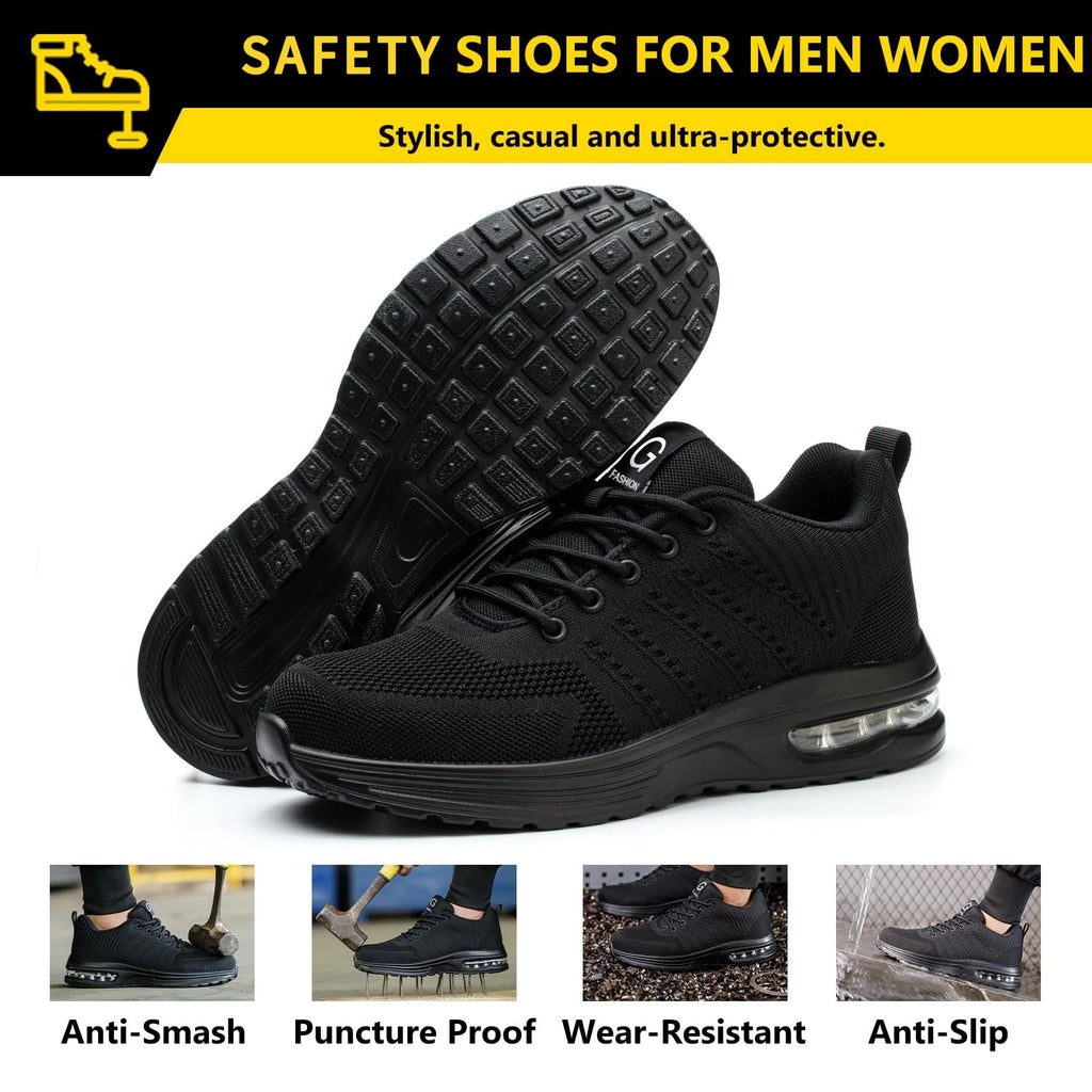 Lightweight Safety Shoes Women Men Air Cushion Work Sneakers Steel Toe Shoes Construction Safety Boots Anti-smash Work Shoes