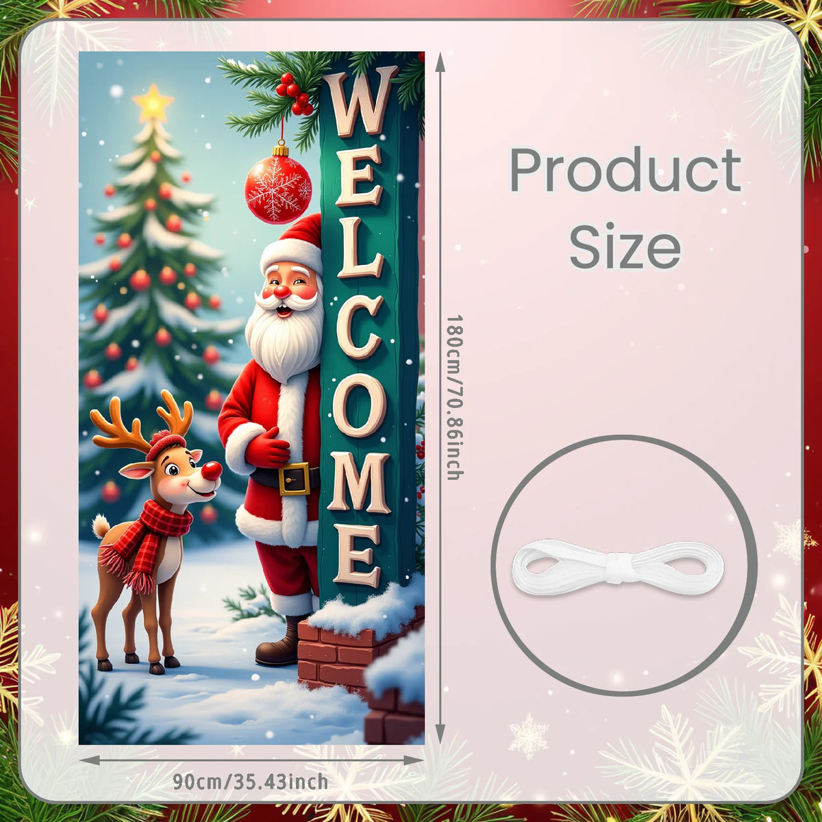 Christmas Door Cover Decorations Santa Claus Send Gift Background Banner for Indoor Outdoor Home Porch Holiday Decor Supplies