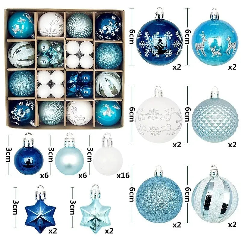 44Pcs 3/6CM Christmas Merry Balls Decoration Xmas Tree Hanging Ornament Party Home Room Decor Holiday Navidad New Year 2026 Gift