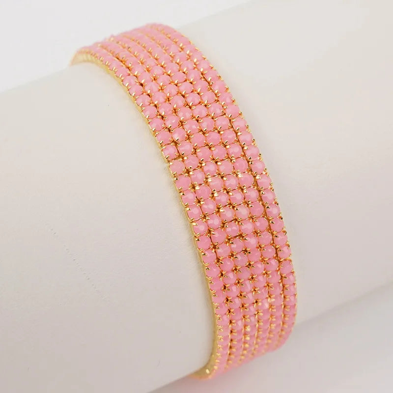 6pcs/set Fashion Acrylic Beads Elastic Bracelet For Women Stretch Stackable Gold Color Bracelets Wristband Daily Female Jewelry