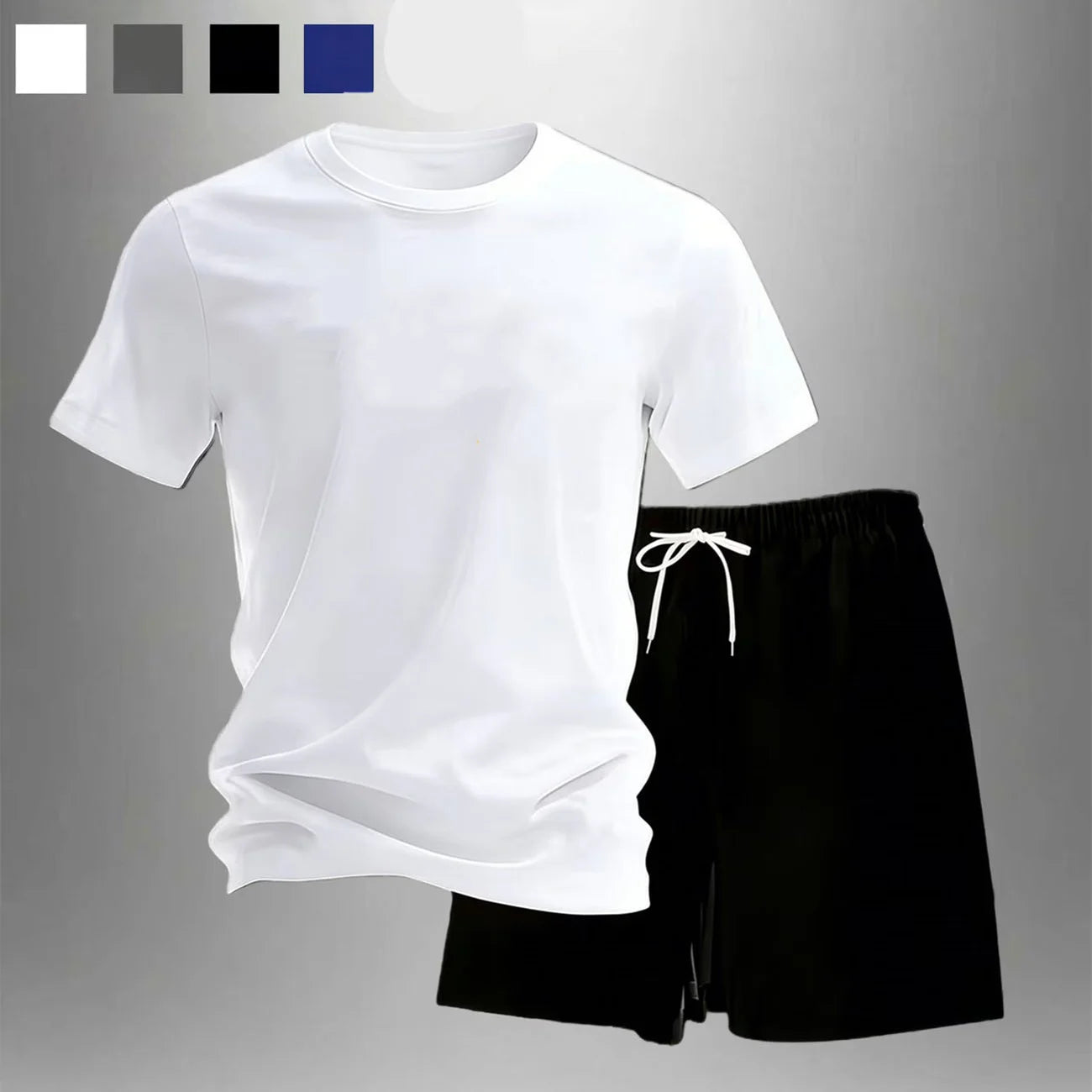 2026 Casual Sports 2-piece sets Solid colors Mesh Breathable short sleeved T-shirt+shorts Sets jogging Running Sets Man Summer