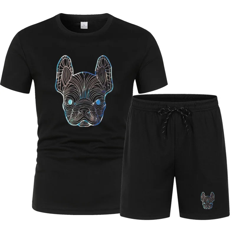Men's Summer Breathable Mesh Running and Soccer Sportswear Two-Piece Set, Casual Fitness Brand Set, Lightweight, Quick-Drying, S