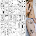 30pcs Temporary Tattoos for Women - Black Heart, Butterfly, Floral & Celestial Designs | Waterproof Fake Tattoo Stickers