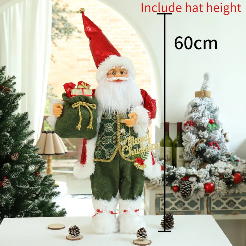 60cm Large Santa Claus Merry Christmas Decorations for Home Happy New Year 2023 Santa Claus Doll Window Decorations Home gift