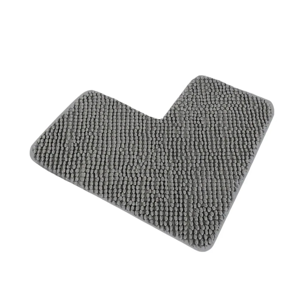 Household Absorbent L-shaped Chenille Bath Mat Washable Non-slip Corner Shower Mat Plush Soft Carpet Bedroom
