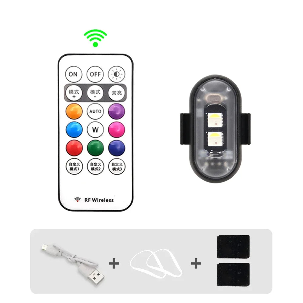 Wireless Car Atmosphere Light LED Strobe Lights Warning Lights RGB Led Aircraft Strobe Lights Car Motorcycle LED Lamp