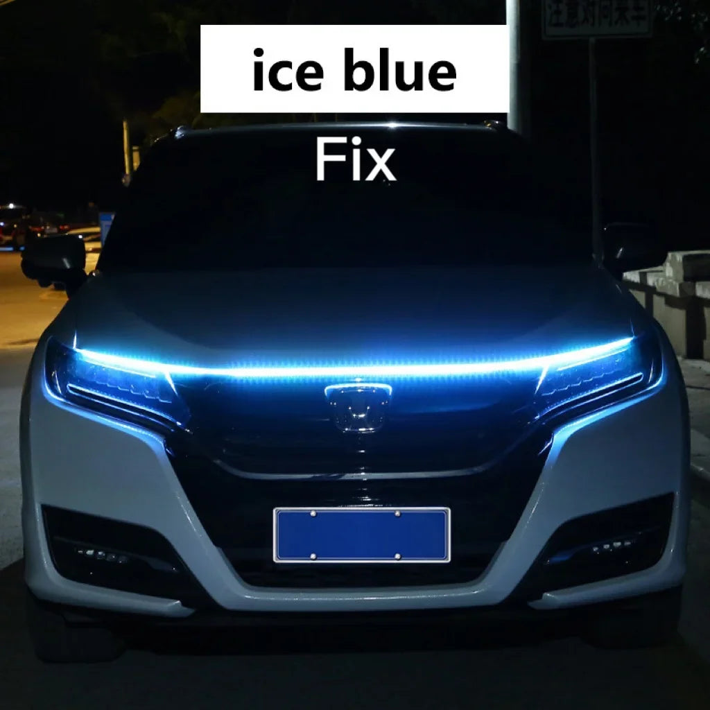 LED  Car Daytime Running Light DRL With Turn Signal Lamp Car Hood Decorative Light Strip With Start Scan Meteor Dynamic 12V New