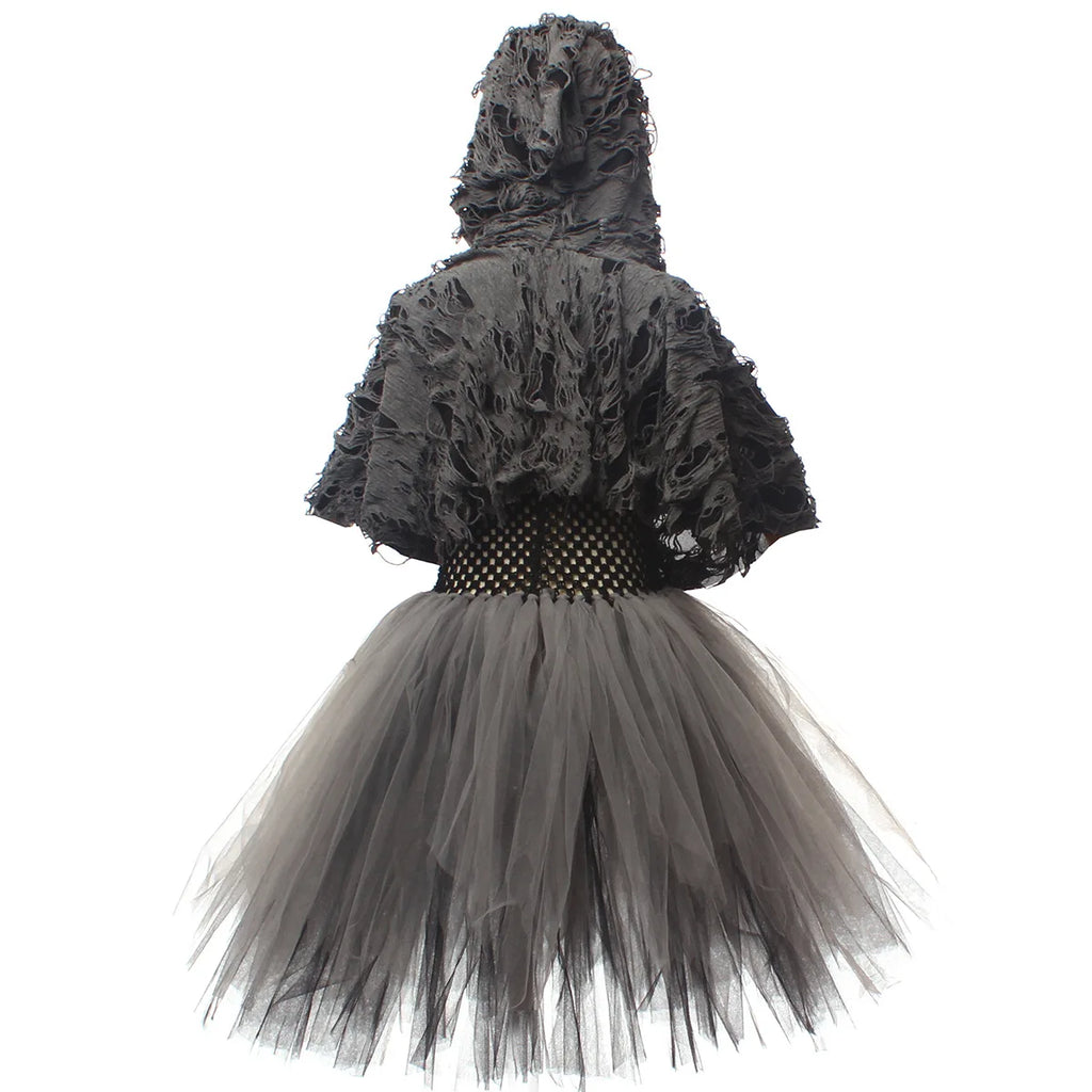 2025 Girls Demon Horror Death Halloween Costume Cosplay Fancy Dress Party Medieval Hooded Cloak Clothing Party Grim Clothes ﻿