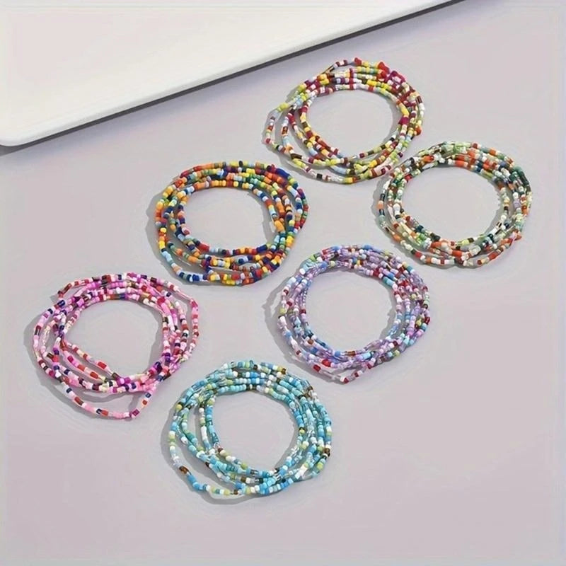 31BB Fashionable Glass Bead Bracelet Set 30pcs Colorful Bracelets for Women Foot and Hand Chain Great for Travel and Vacation