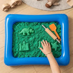 Blue Inflatable PVC Tray Reusable Cleaning Basin Kids Sensory Learning Activity Tray Sandbox for Play Sand,Water Fishing Games