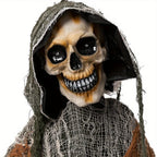 67''Halloween Decorations Outdoor Life Size Animatronics Grim Reaper with Chain Sound-Actived Party Decor with Creepy Sound Scary House Props for Garden Yard Lawn