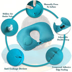 Press On Inflatable Pillow to Relax Neck Travel U-shaped Pillow Foldable and Portable With Leak Proof Device Ordinary U-shaped