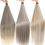300g 3Pcs/Lot 28Inch Straight Crochet Braids White Blonde 613#Ombre Brown 6# Bio Protein Synthetic Hair Extensions
