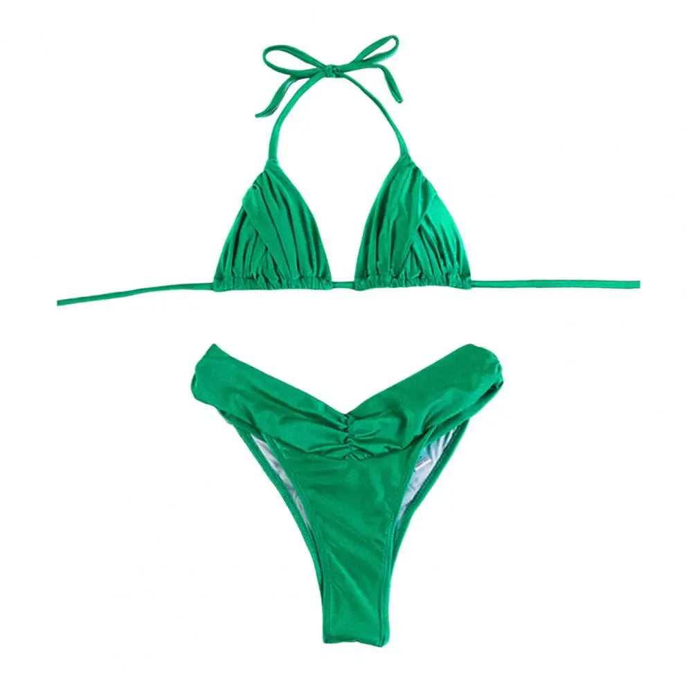 Sexy Folds Bikini Set Solid Micro Bikinis Women Swimsuit Female Triangle Swimwear Beach Wear Bathing Suit