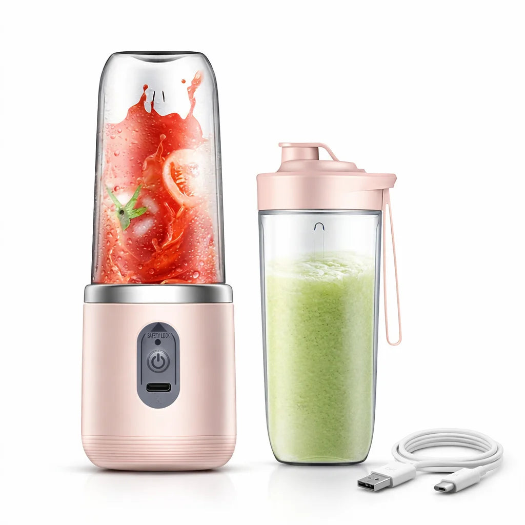 2-Cup Electric Juicer Blender Mixer Mini Wireless Portable Home USB Rechargeable 6-Blade Gift Juice Cup Multifunctional Juicer, Juice Cup, Kitchen Accessories, Christmas Gift, Halloween Gift