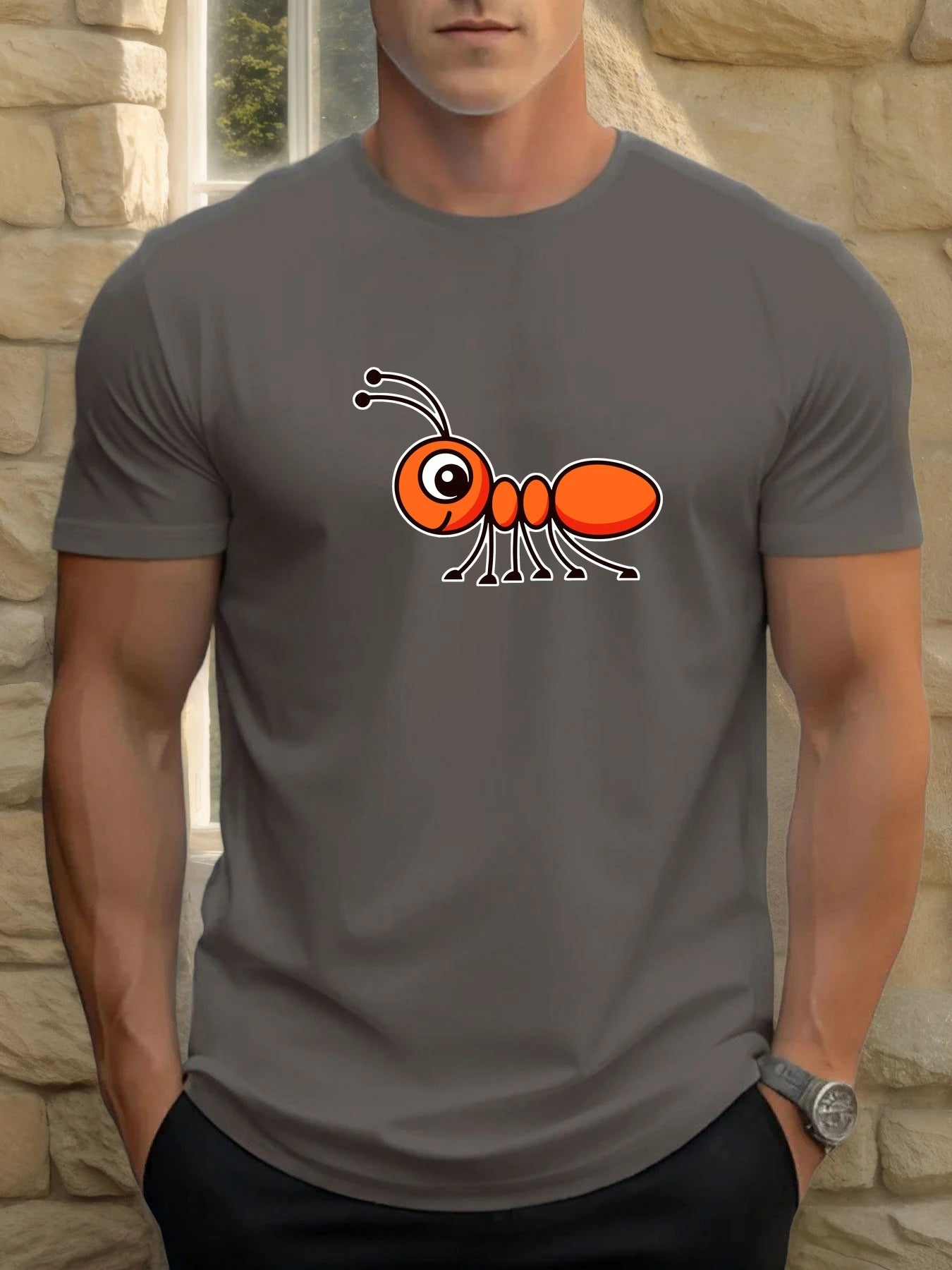 T Shirts For Men Ant 100% Cotton Graphic Printing Summer Round Neck T-Shirt Casual Breathable Street Style Daily Top