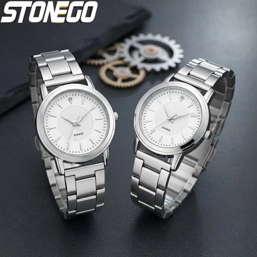 Matching Couples Luminous Steel Band Quartz Watches Gift Timepiece Fashion Watch for Men and Women