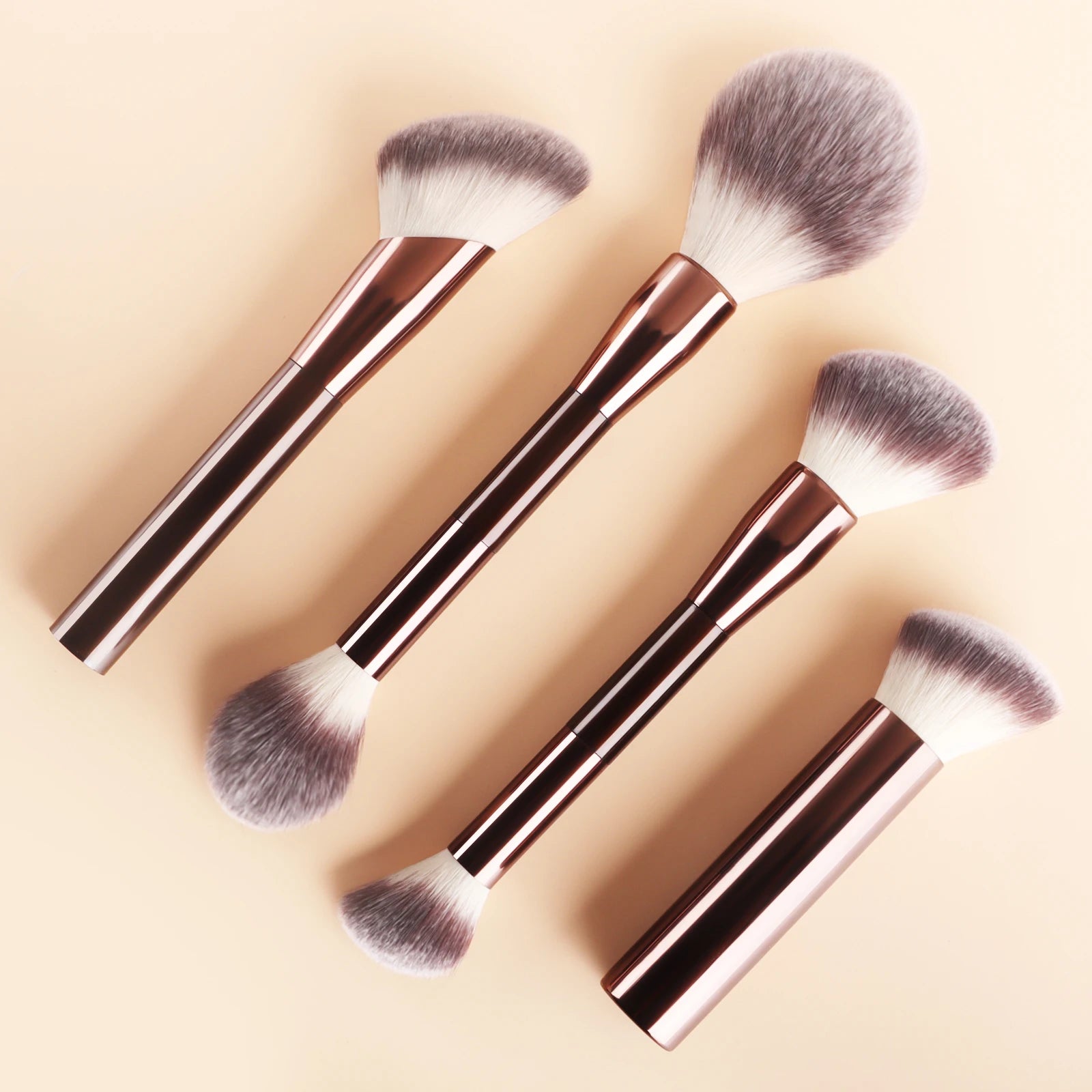 Professional 4Pcs Makeup Brush Set Angled Contour Large round Loose Powder Flame Blush Retractable Mushroom Beauty Tools