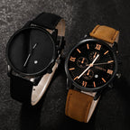 2pcs and 1pcs luxury men's leather strap quartz watch set is the perfect gift for school graduation ceremonies or any occasion