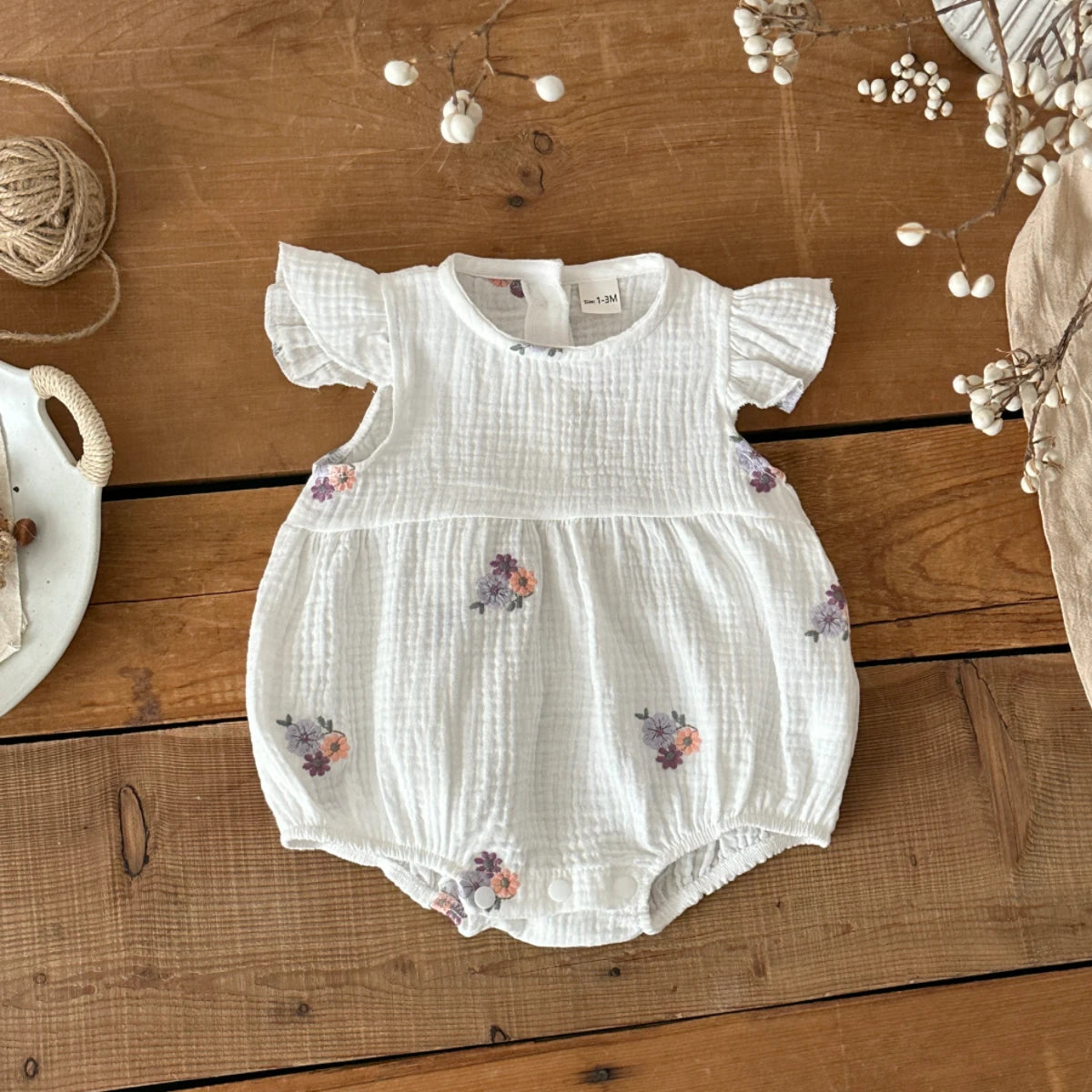 Baby Girl Clothing New Summer Newborn Baby Girl Romper Embroidered Flowers Cotton Toddler Baby Girls Jumpsuit 1-18M