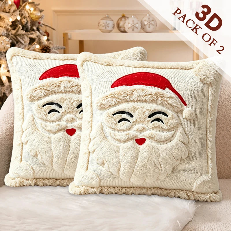 Christmas Throw Pillow Covers Decorative Plush Santa And Snowman Pillowcases, Suitable for Sofa Bed, Living Room Home Decor
