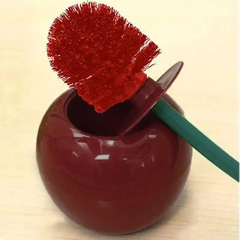 1pc Red Toilet Brush Creative Lovely Cherry Shape Lavatory Toilet Brush Holder Set Toilet Holder Bathroom Accessories
