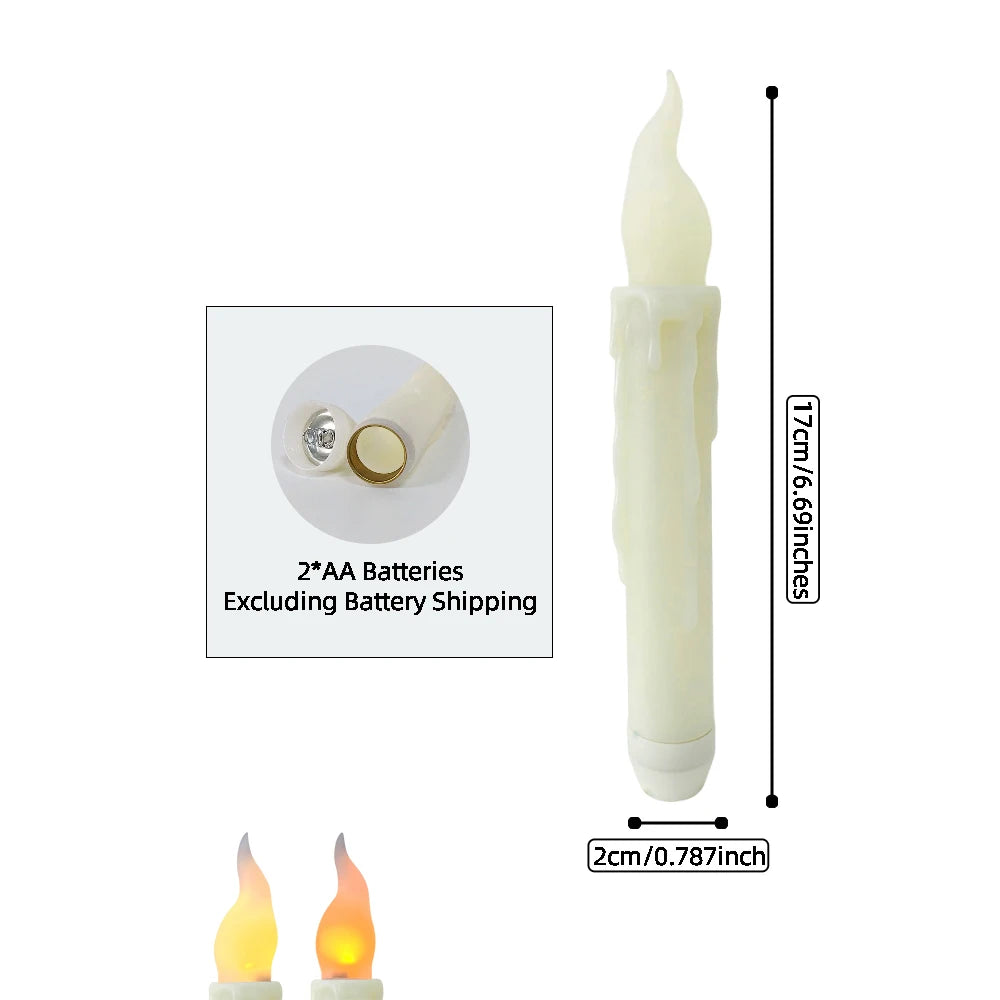 6pcs LED Taper Candle Lights, Flameless Floating Candles Battery Operated Window Candles for Christmas Wedding Birthday Party
