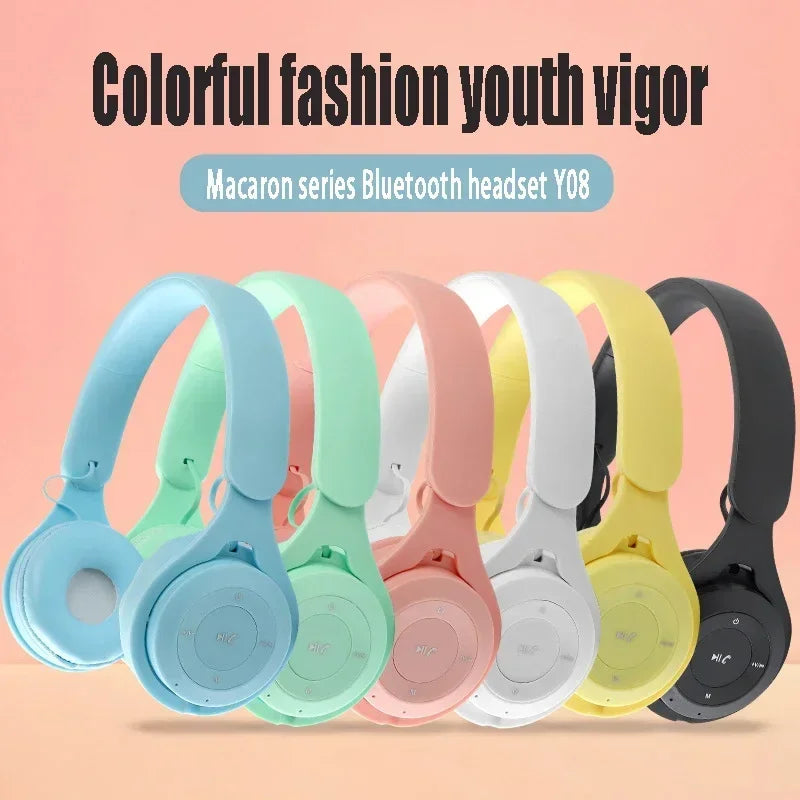 Stereo Y08 Headset Bluetooth Headset Folding Wireless Sports Earphone Gaming Headsets Over-ear Headphones for Android ios