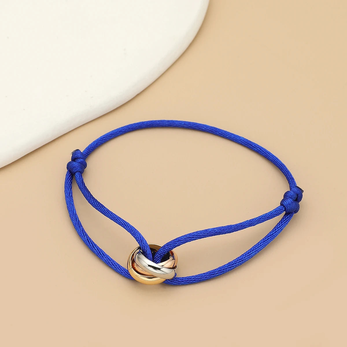Simple Fashion Unisex Bracelet 3 Metal Round Circle Accessory Adjustable Men's Rope Bracelet for Women Jewelry Gifts