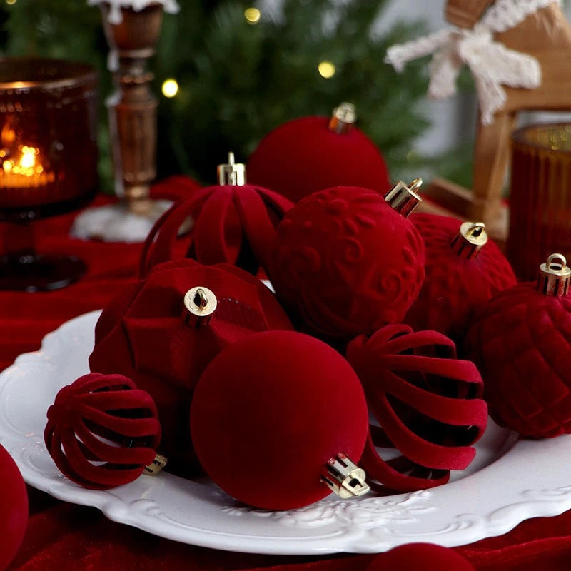 24PCS Flocked Christmas Tree Ornament Balls 6CM DIY Velvet Xmas Tree Hanging Pendants New Year Xmas Home Decoration Navidad 2026