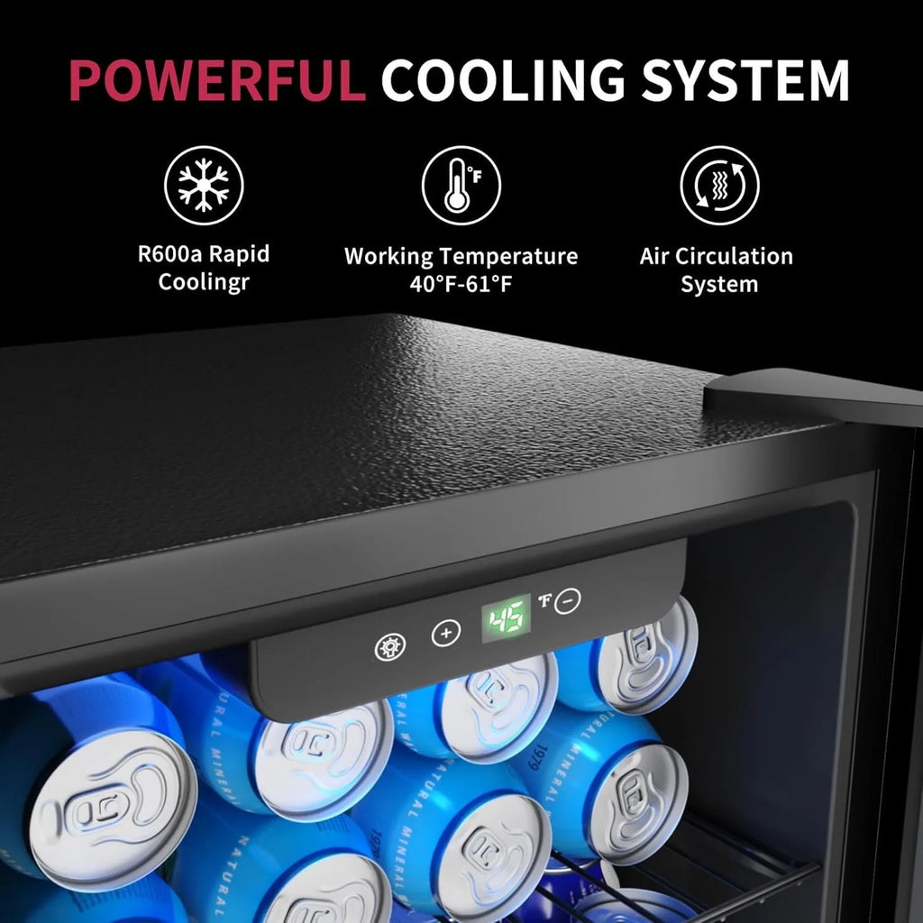 48 Can Beverage Cooler, Glass Door & Adjustable Shelves, Freestanding, Custom