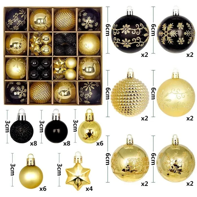 44Pcs 3/6CM Christmas Merry Balls Decoration Xmas Tree Hanging Ornament Party Home Room Decor Holiday Navidad New Year 2026 Gift