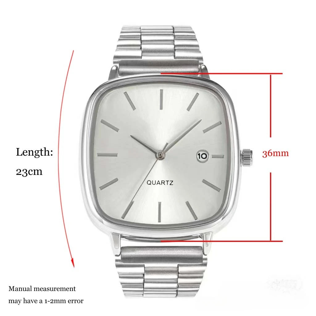 Fashion Brand Men Watch Steel Strap Business Calendar Quartz Watches Luxury Wristwatches Gift Dropshipping Big Dial Clock
