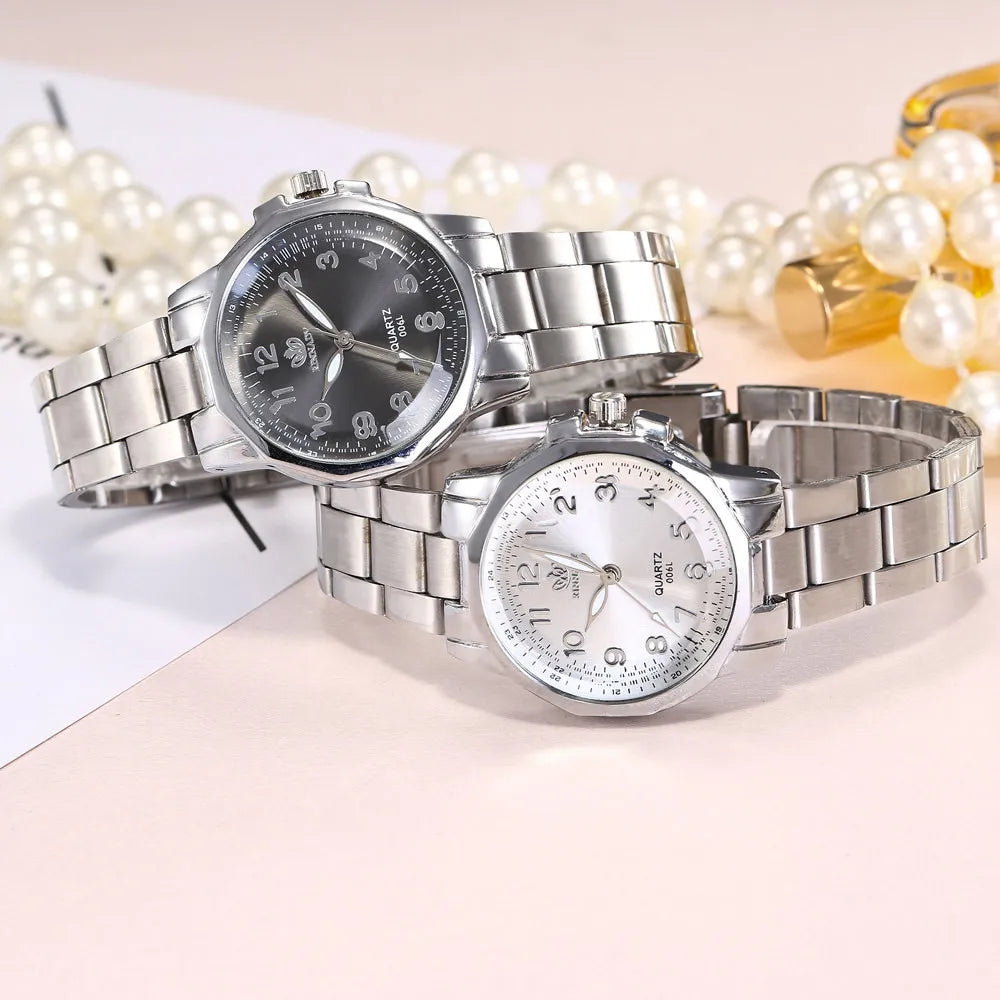 Trendy Unisex Watch New Arrival Quartz Movement Couple Watch Valentine Gift Metal Band Lightweight Stylish Durable Wristwatch