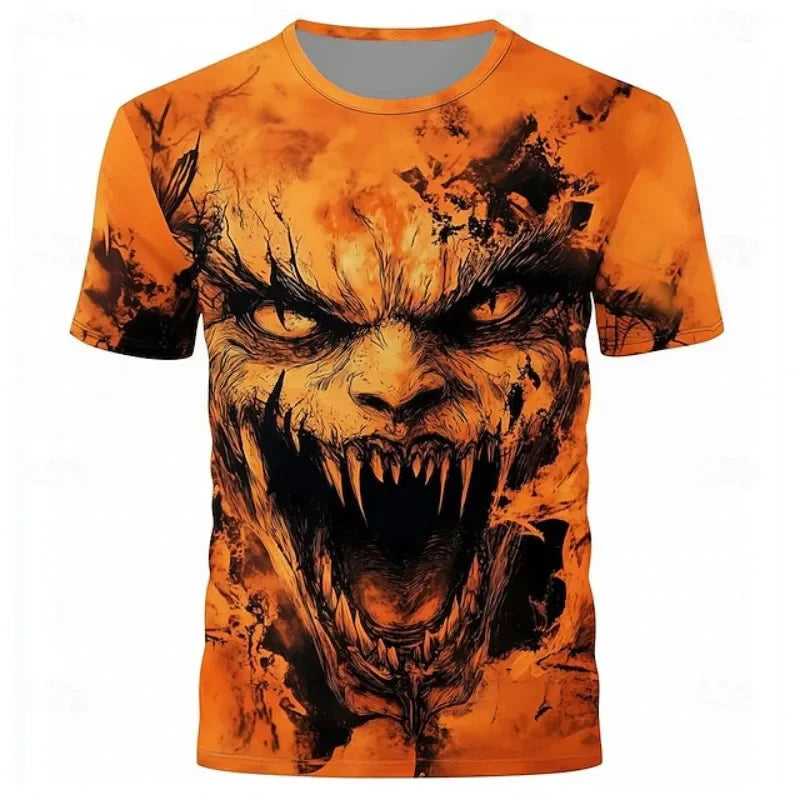 Pumpkin Graphic 3D Print Men's Women's T-Shirt Halloween Theme Family Party Short Sleeve Tees Oversize Round Neck Unisex Clothes