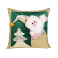 Christmas Gold Embroidered Cushion Cover Snowman Elk Santa Claus Three-dimensional Embroidered Pillowcase Holiday Home Decor