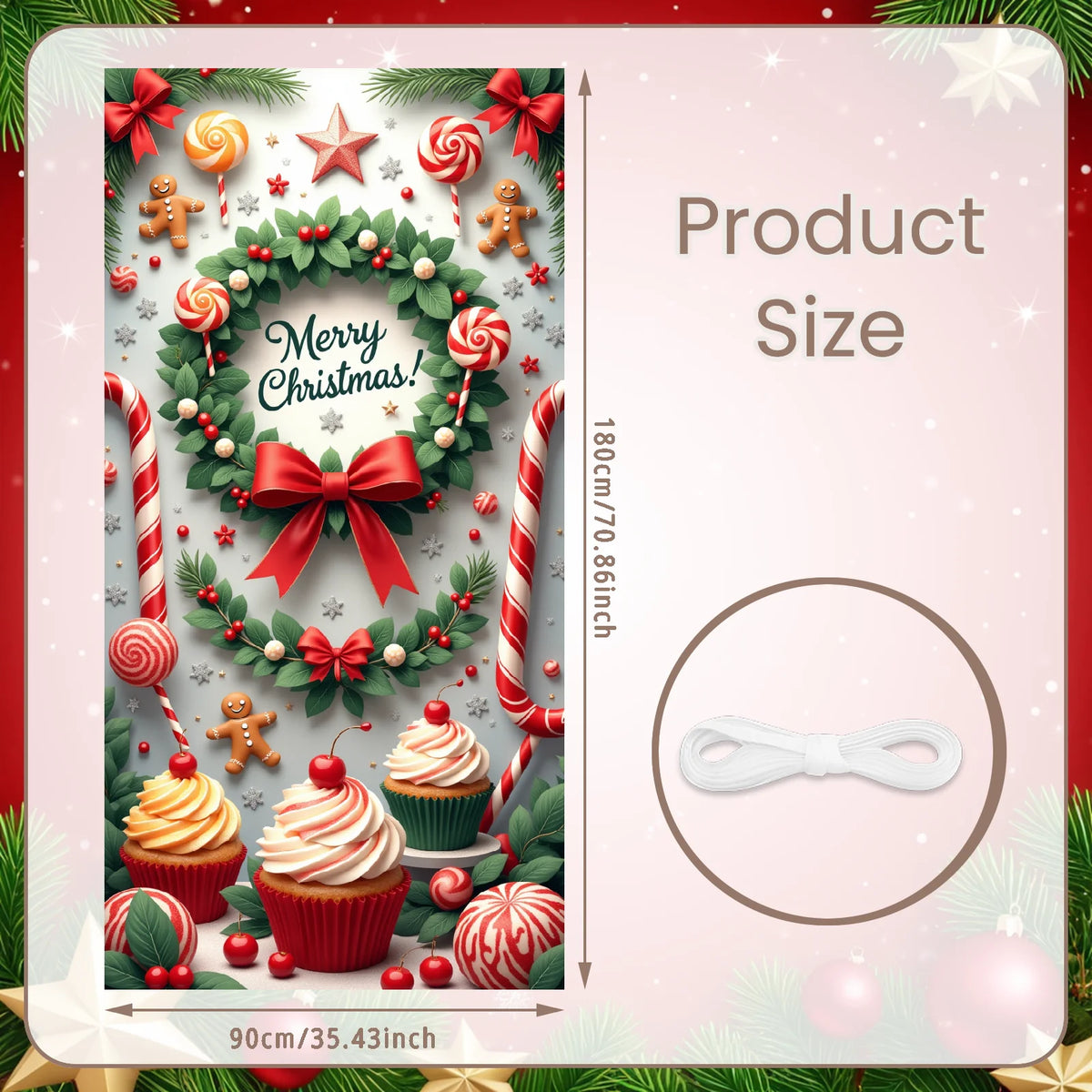 Christmas Door Cover Decorations Santa Claus Send Gift Background Banner for Indoor Outdoor Home Porch Holiday Decor Supplies
