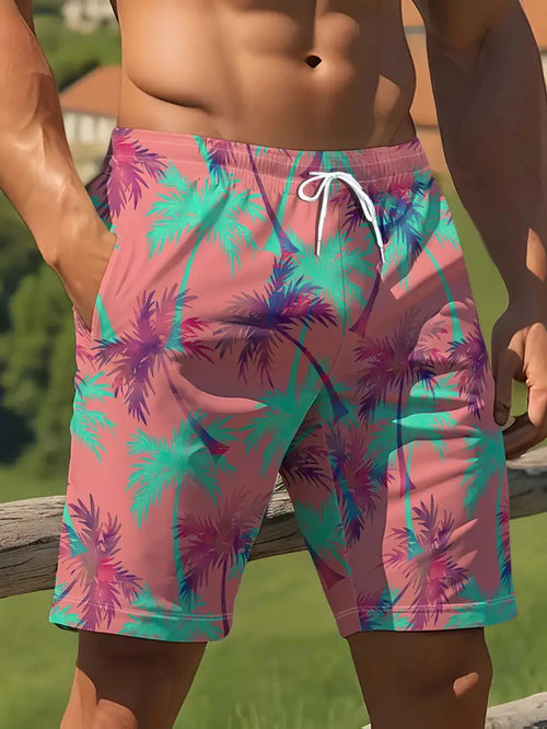 Coconut Palm Tree 3D Print Sport Quick-dry Breathable Men Pant Outdoor Street Beach Vacation Hawaiian Beach Casual Shorts Summer