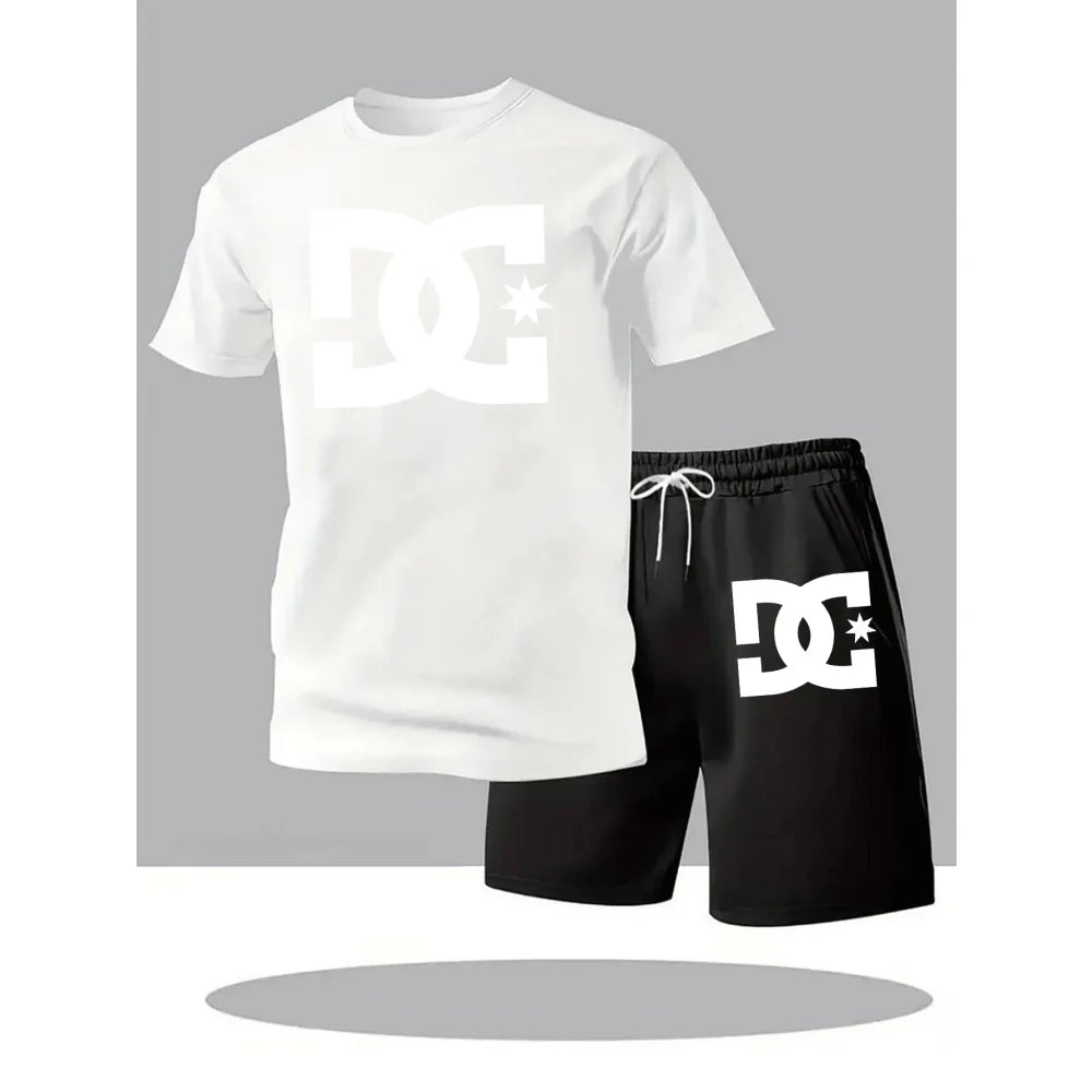 2026 Summer Men's Outdoor Leisure Sports Jogging Fitness Quick-Dry Set - Round Neck Short-Sleeved T-shirt and Shorts 2-Piece Set
