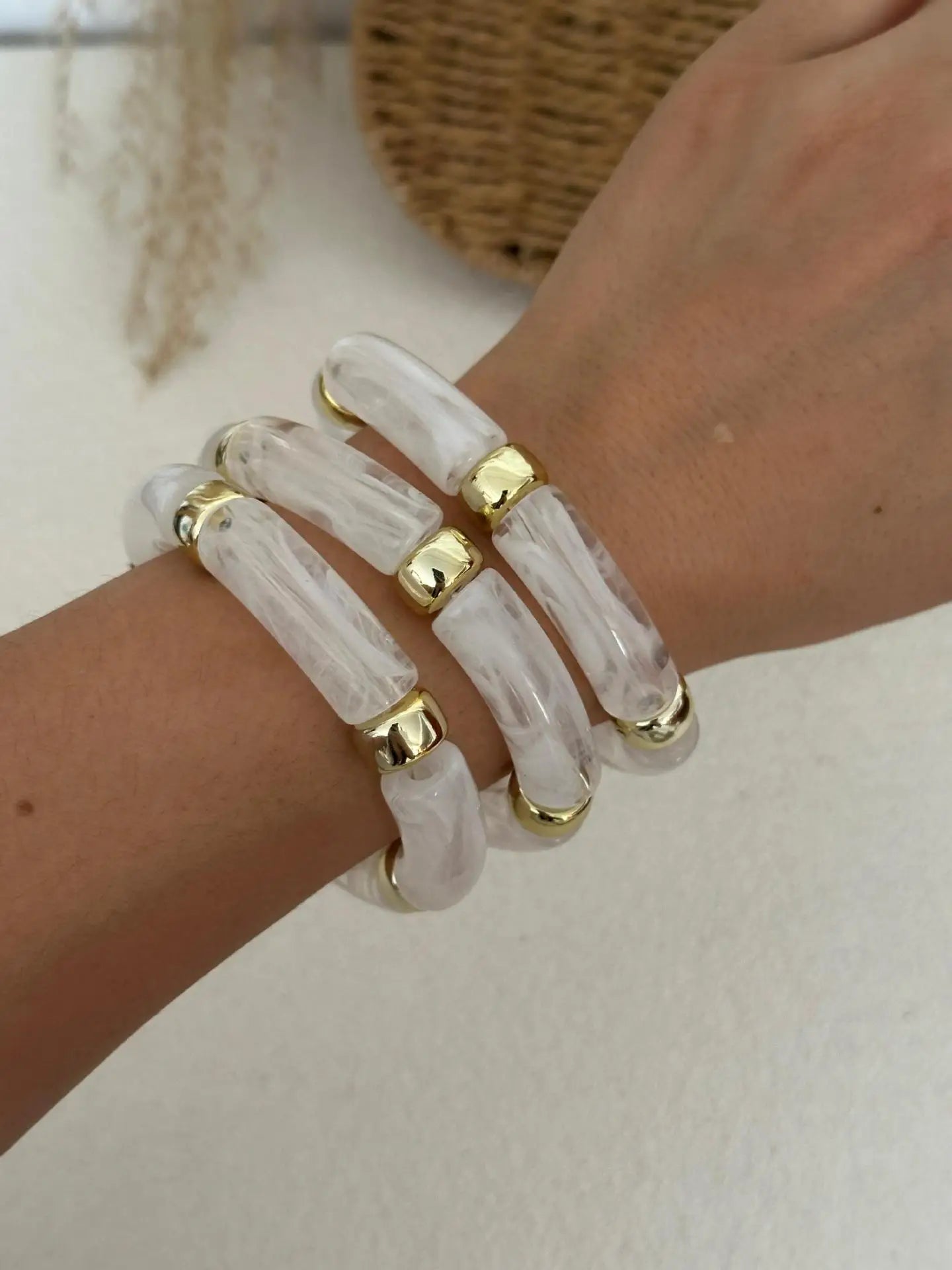 Multilayer Bangle Bracelets for Women Fashion Stack Layered Curved Tube Stretch Bracelets Set Steampunk Jewelry Gifts ﻿