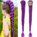 Synthetic Braided Purple Hair Ponytail Rumo Costume Hairstyle 26inch Long Ponytail with Clips for Kids Girls Halloween Christmas