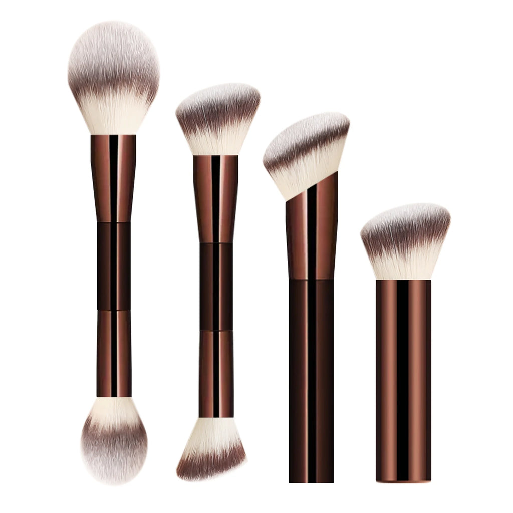 Professional 4Pcs Makeup Brush Set Angled Contour Large round Loose Powder Flame Blush Retractable Mushroom Beauty Tools