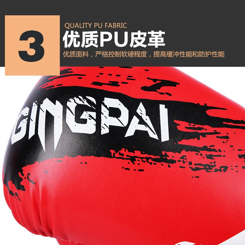 1 Pair Adult Boxing Gloves Men Punching Training Sparring Comfortable Adjustable Fighting Mitts Hand Protector Black Red Blue