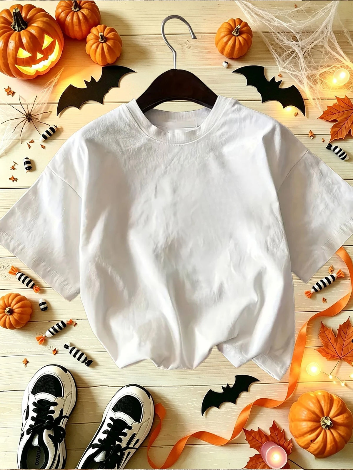 Vintage Halloween Pumpkin Season Print Women's Fashion Casual Shirt Casual Short Sleeve Crew Neck Women's Short Sleeve T-Shirt