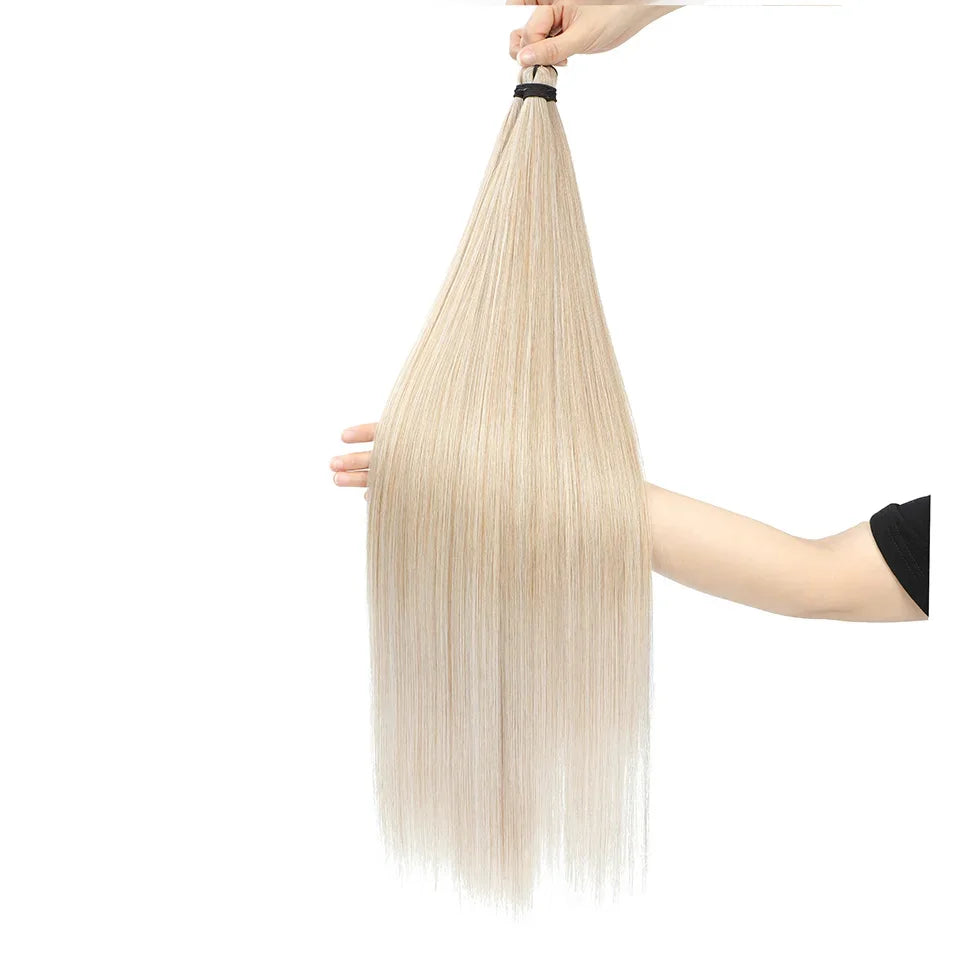 300g 3Pcs/Lot 28Inch Straight Crochet Braids White Blonde 613#Ombre Brown 6# Bio Protein Synthetic Hair Extensions