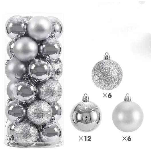24Pcs 4/6CM Christmas Balls Big Ball Christmas Tree Pendant Ornaments for Party Decor 2025 New Year Navidad Gifts Accessory